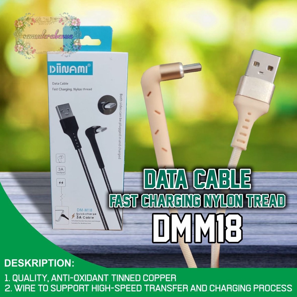 DIINAMI M18 kabel Cable Data GAMING fast Charging Kabel Data Micro , iphone , tipe c USB QC3.0 3 Amper bahan tebal SB3517