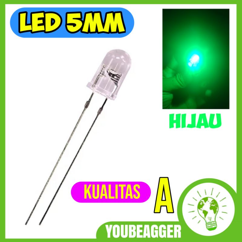 Led 5mm Hijau 3.2-3.7v