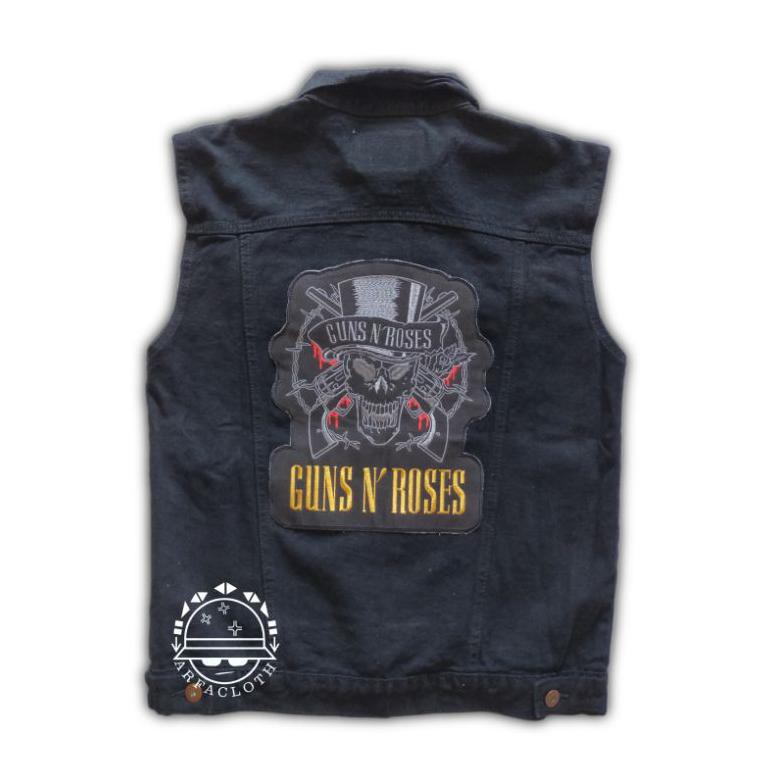 ARFACLOTH / VEST DENIM BLACK ROSES