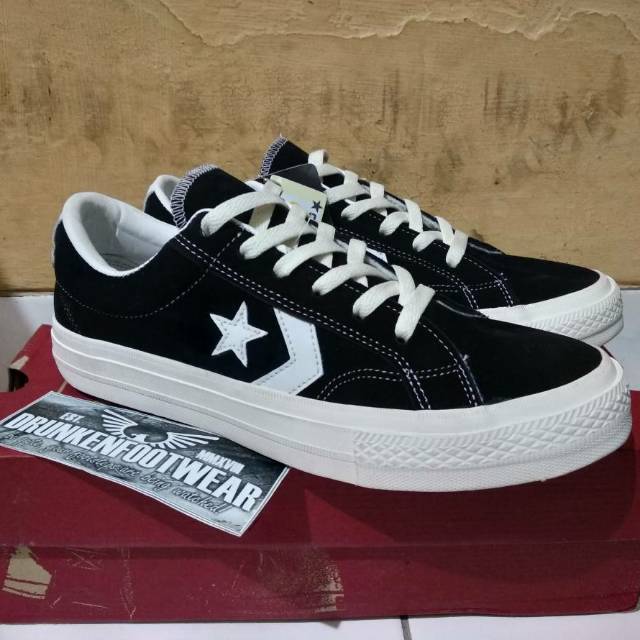 SEPATU CONVERSE ONE STAR CONS STAR PLAYER OX BLACK WHITE HITAM PUTIH KUALITAS GRADE ORI