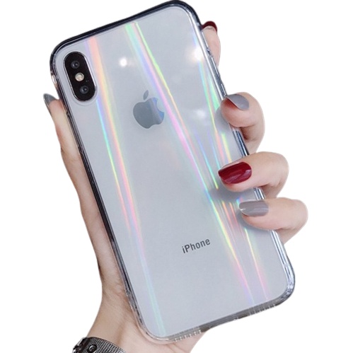 NEW AURORA CASE softcase motif pelangi transparan for iphone XR/X/XS max/11 pro/12/7 plus