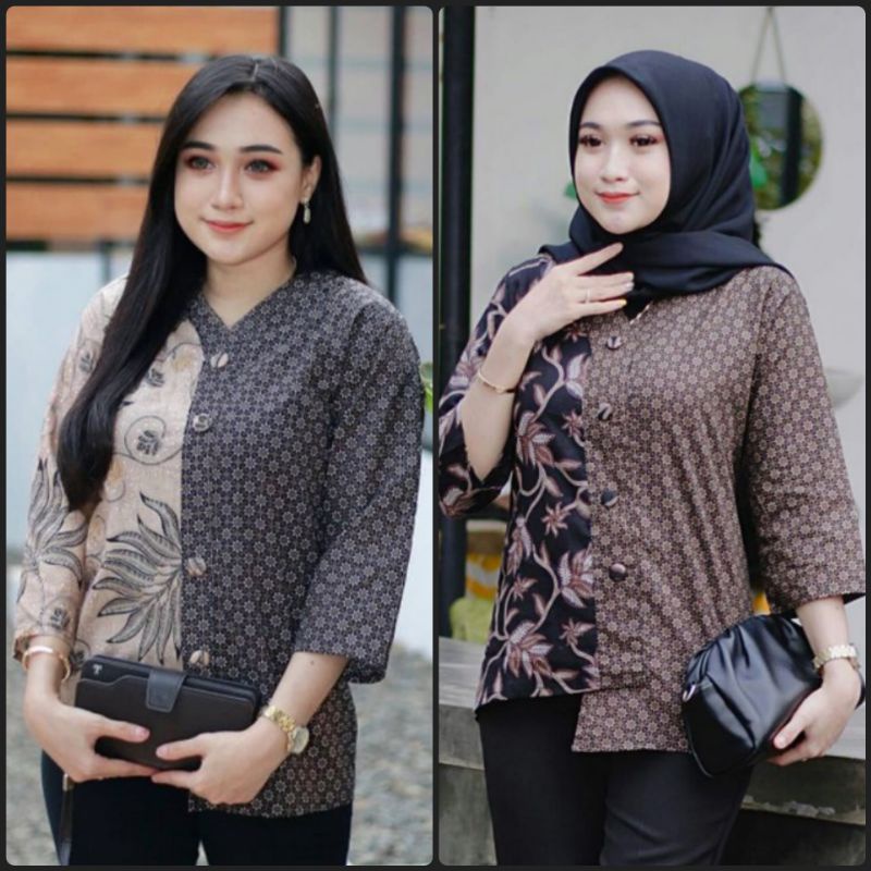 Terlaris!! Batik wanita modern kerja - batik couple sania rufle size M L XL XXL