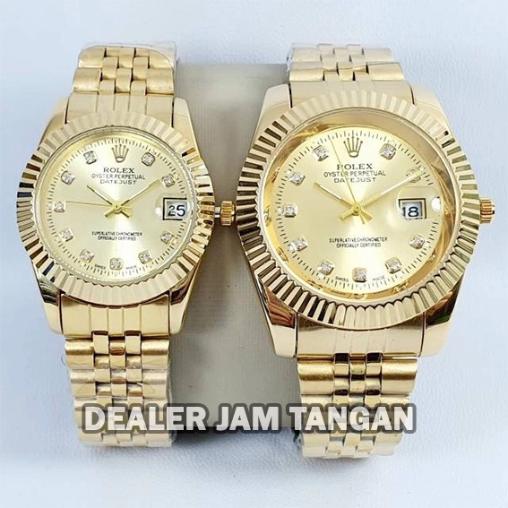 Grosir Jam Tangan Couple Rolex Datejust Pria Wanita Y15-26500 Tali Rantai Tanggal Aktif Garansi Orig