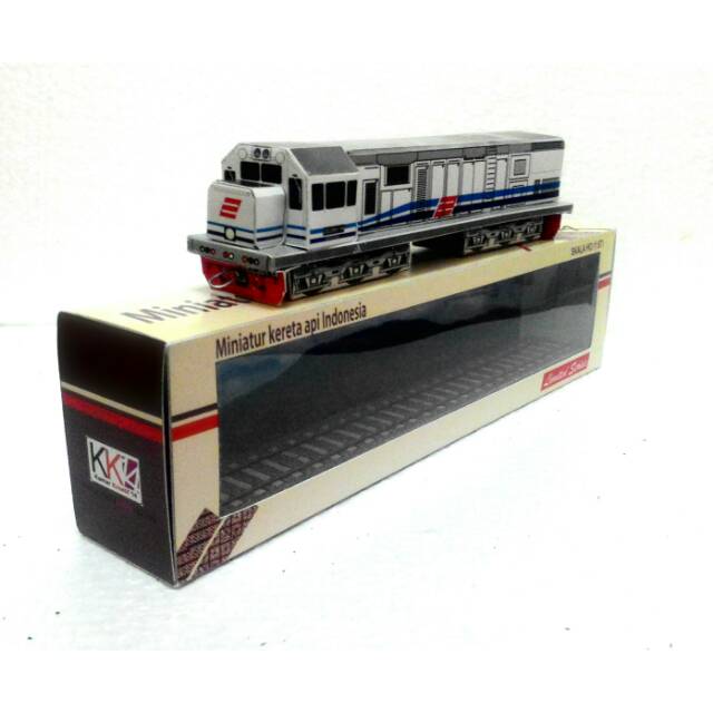 Lokomotif cc201 putih biru - miniatur kereta api indonesia