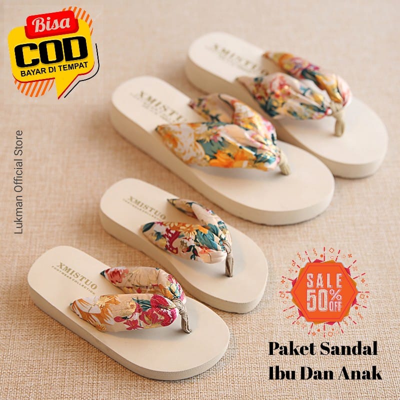 [ PAKET ANAK DAN IBU ] SANDAL TALI BUNGA TERBARU