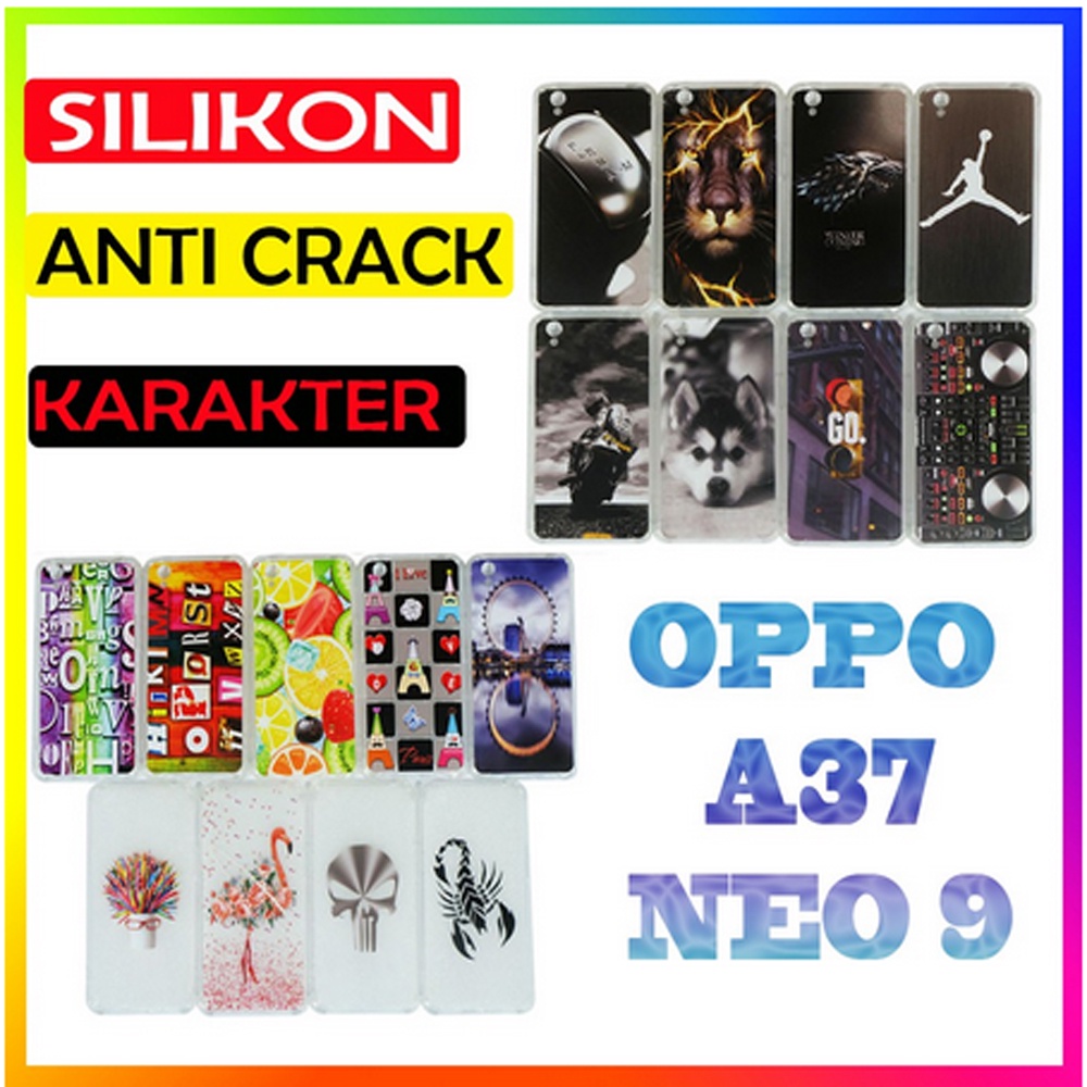 ANTI CRACK OPPO A37  Case Casing Anti Shock 3D Motif Softcase Gambar Silikon Handphone Kasing HP Anticrack Sarung Kesing Antishock Softshell Soft Silicon Jelly Case