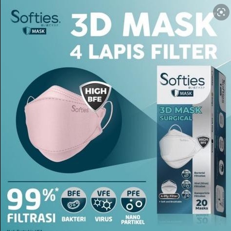 Masker - Masker 3D Softies Surgical Isi 20 Pcs Softies Convex Kf94 Masker Kf 94
