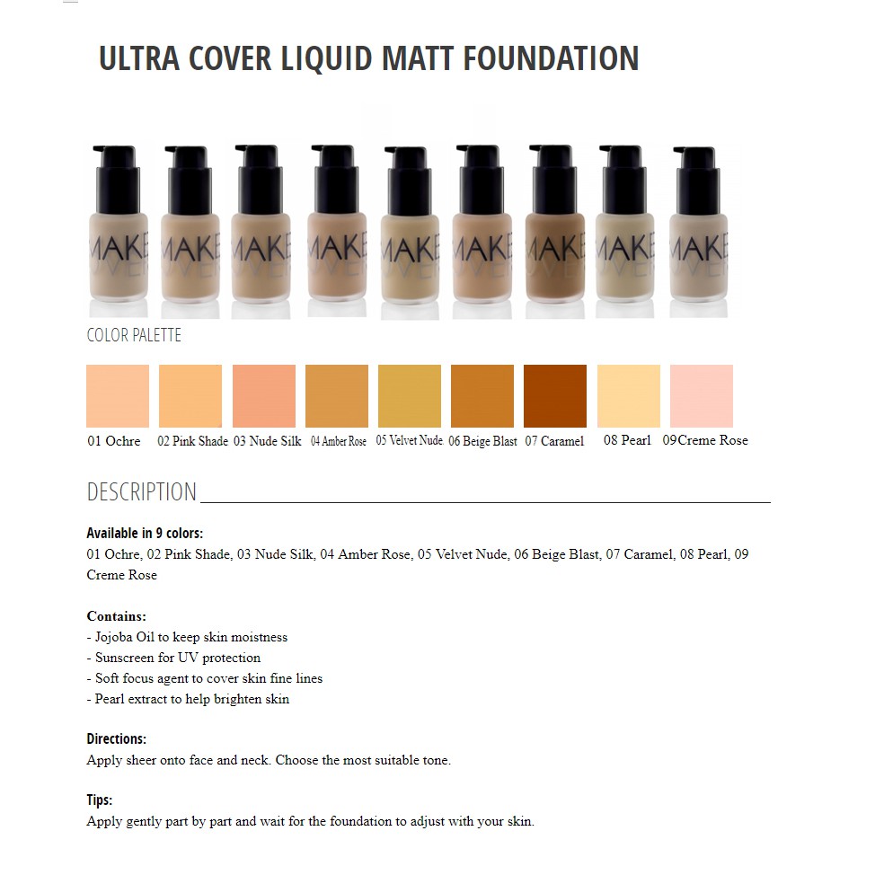 Make Over Ultra Cover Liquid Foundation SPF 31 33 ml