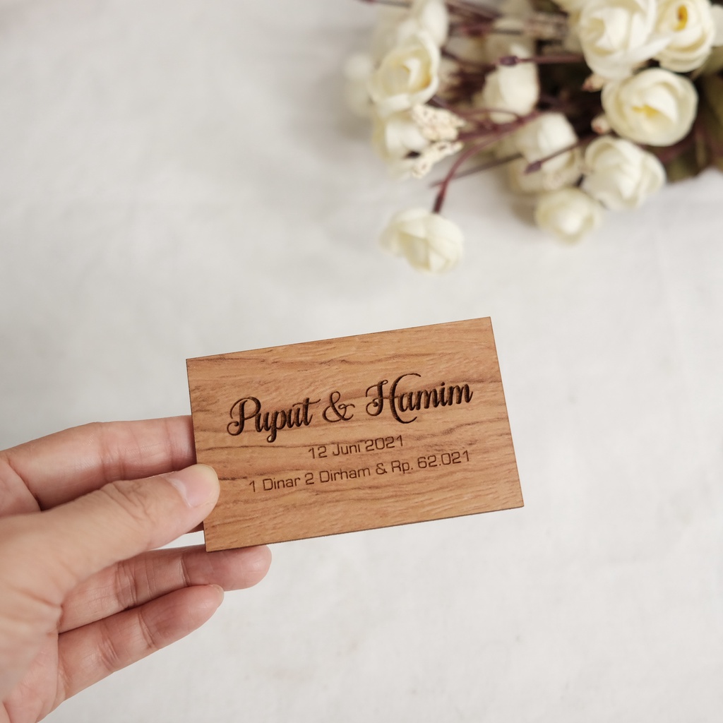 Aksesoris Mahar /Lasercut Mahar Kayu/ Lasercut Nama Tanggal