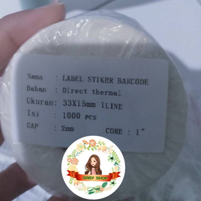 

LABEL STIKER BARCODE 33x15mm 1000pcs gap 1 line core 1