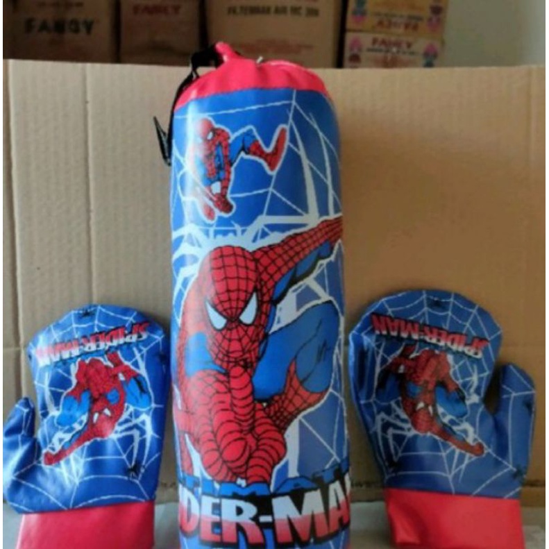 Mainan edukasi Boxing gambar spiderman/mainan sarang tinju anak/samsak tinju