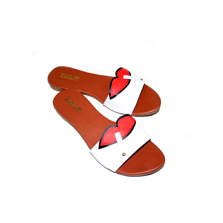 sendal teplek cewek woman flat sandal aksen bibir merah (1D2) fse090