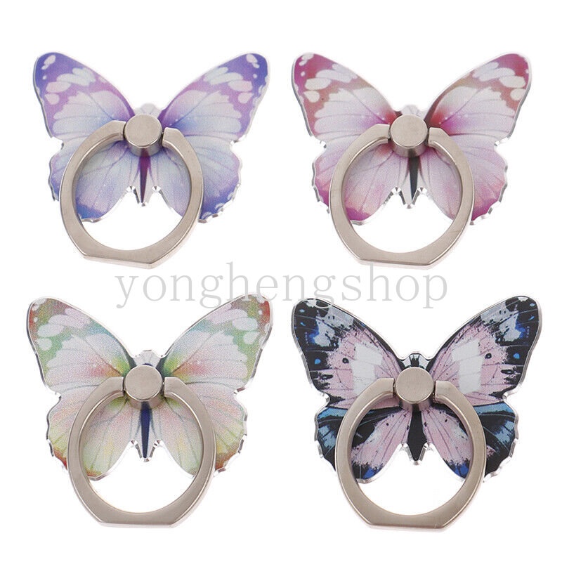 Butterfly Ring Holder Hp Universal Bentuk Kupu-Kupu Aksen Glitter