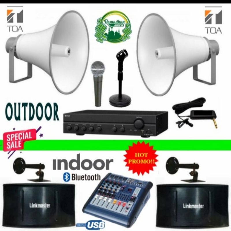 Paket Sound System Masjid Toa atau musholla 2 indoor 2 outdoor lengkap
