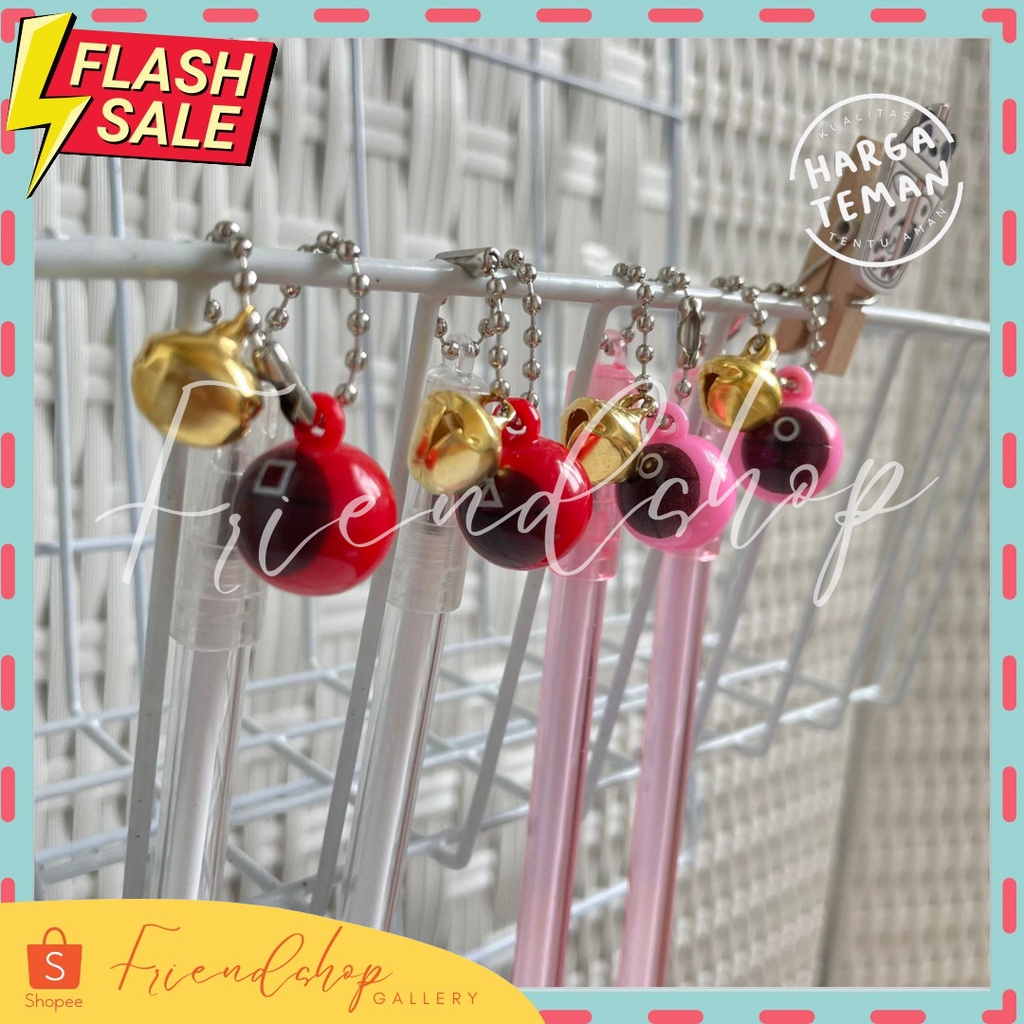 

PULPEN TINTA SQUID GAME PEN GEL GANTUNGAN LONCENG PERLENGKAPAN SEKOLAH ALAT TULIS