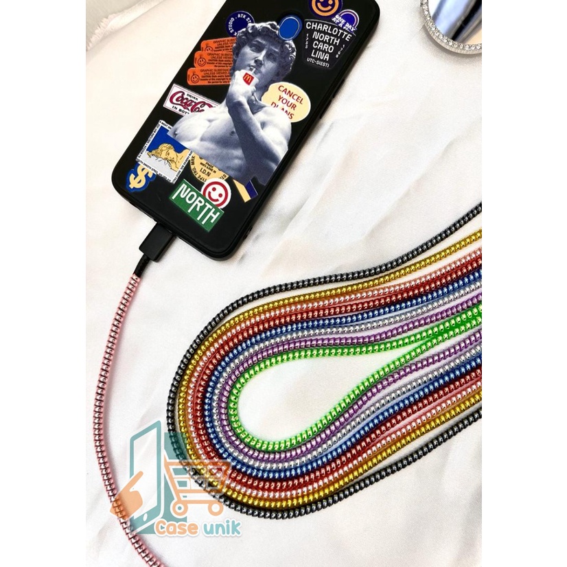 RT94 PELILIT KABEL SPIRAL WARNA METALIC PELINDUNG CABLE HP CHARGER UNIVERSAL CORD PROTECTOR SOLID COLOR GLOSSY CS3970