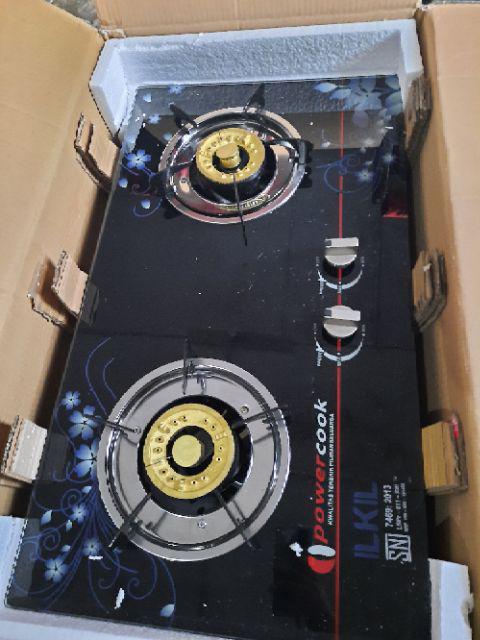 Kompor Tanam Kaca Gas Tanam Duduk Progas Hitam Tempered Glass 2 Tungku Super Irit Api Biru