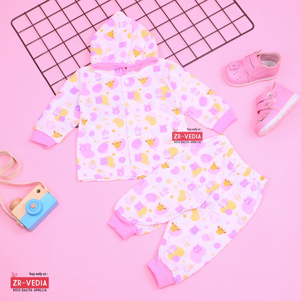 Piyama Baby Honey uk 3-12 Bulan / Set Bayi Anak Perempuan Baju Tidur Lengan Panjang Hoodie Kualitas Import