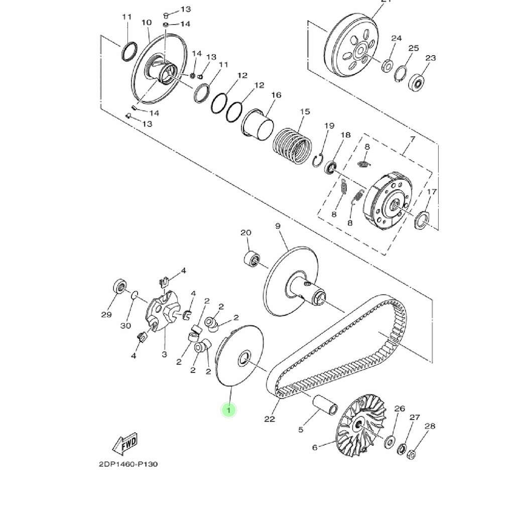 PRIMARY SLIDING SHEAVE PULY PULI DEPAN RUMAH ROLLER ROLER NMAX N MAX LAMA OLD ORIGINAL 2DP-E7620-00