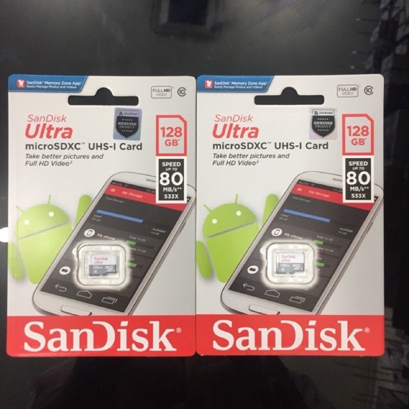 Micro SD Sandisk 128GB Ultra Class 10 / SDHC Memory Card Class 10 128 GB