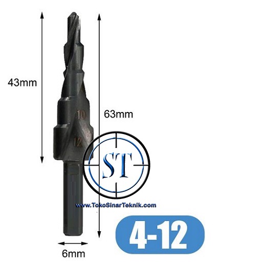 Mata Bor Multi Step 4-12mm Pagoda Titanium Nitride Lapis Baja HSS Spiral Nitrit Besi Black 4-12 5 Steps Super Kuat