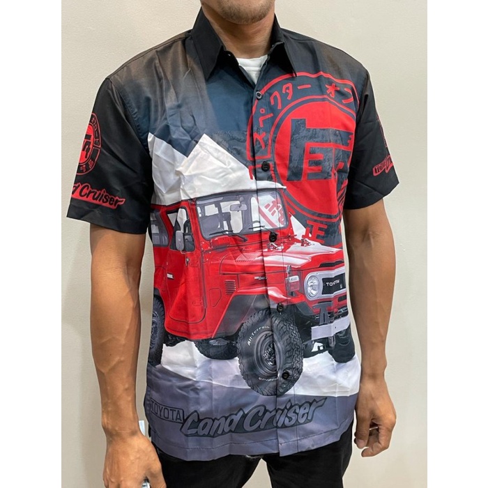 KEMEJA TOYOTA HARDTOP LAND CRUISER FJ40 FULLPRINT MERAH - M