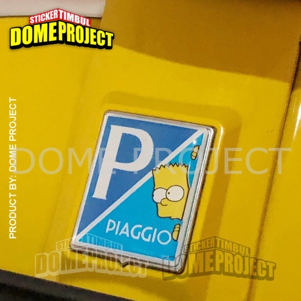 EMBLEM DASI VESPA PIAGGIO BART SIMPSON  BIRU STIKER RESIN LENTUR STIKER BODY MOTOR AKSESORIES VESPA