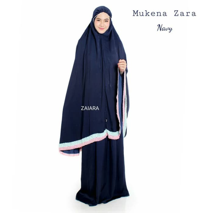 Zaiara mukena zaraa terbaru mix premium lace elegant   Navy