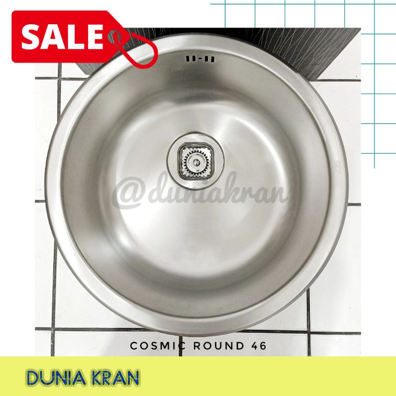 KITCHEN SINK ROUND/ BAK CUCI PIRING BULAT STAINLESS STEEL 304 COSMIC ROUND 46