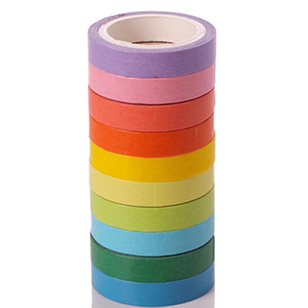 Huit 10pcs Warna Solid Kertas DIY Dekoratif Notebook Dairy Sticker Tape Ornamen Lengket