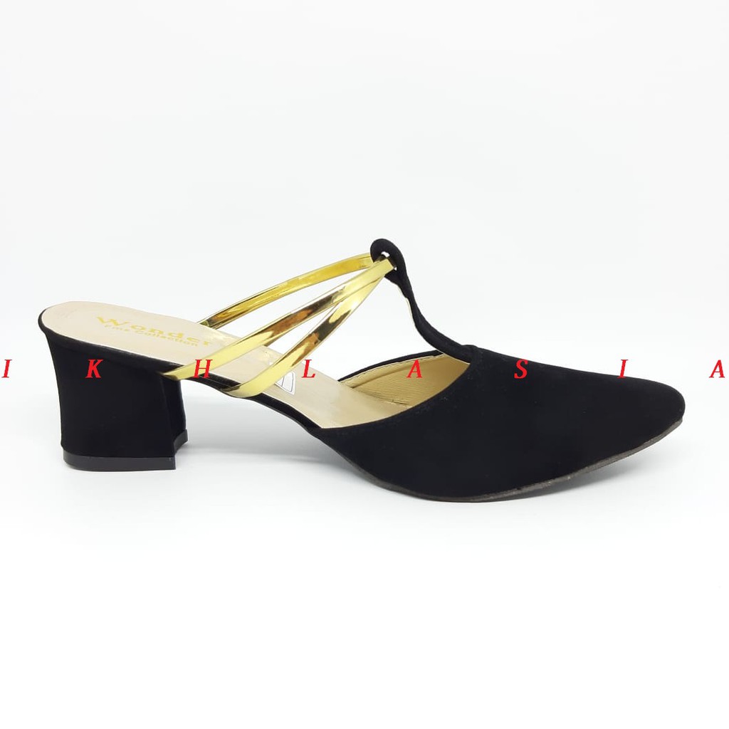 Ikhlasia Sandal Wanita Hak Tahu HT-68 Basic Heels HITAM