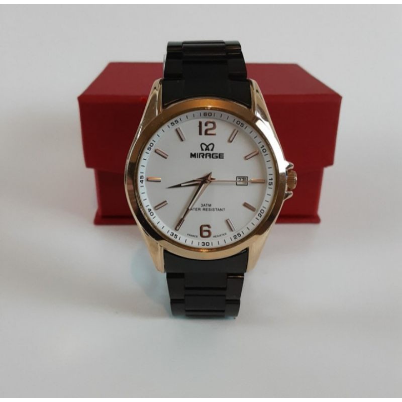 jam tangan pria;MIRAGE M8710BRP-Mhitam rosegold~ORIGINAL WATER RESISTANT~TGL~STAINLESS