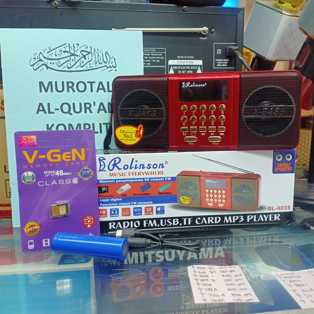 Speaker Rolinson RL4028 Paket Audio Murottal 16GB/Radio Rolinson Murottal Qur'an Komplit Kajian