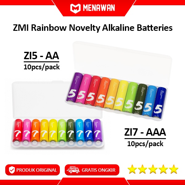 ZMI Rainbow Novelty Alkaline Batteries Batu Baterai AA - AAA 10Pcs