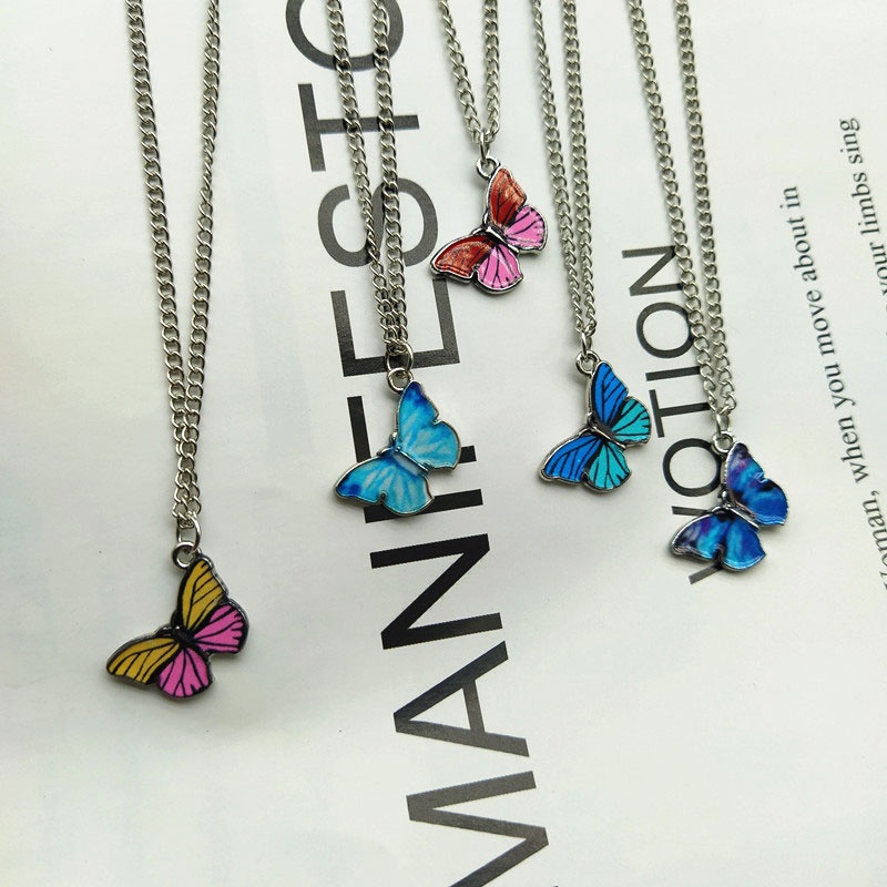 【Ready stock】Kalung titanium wanita anti karat asli korea Kalung Liontin Kupu-kupu Manis Aksesoris Perhiasan Kalung Klavikula Fashion murah simple COD