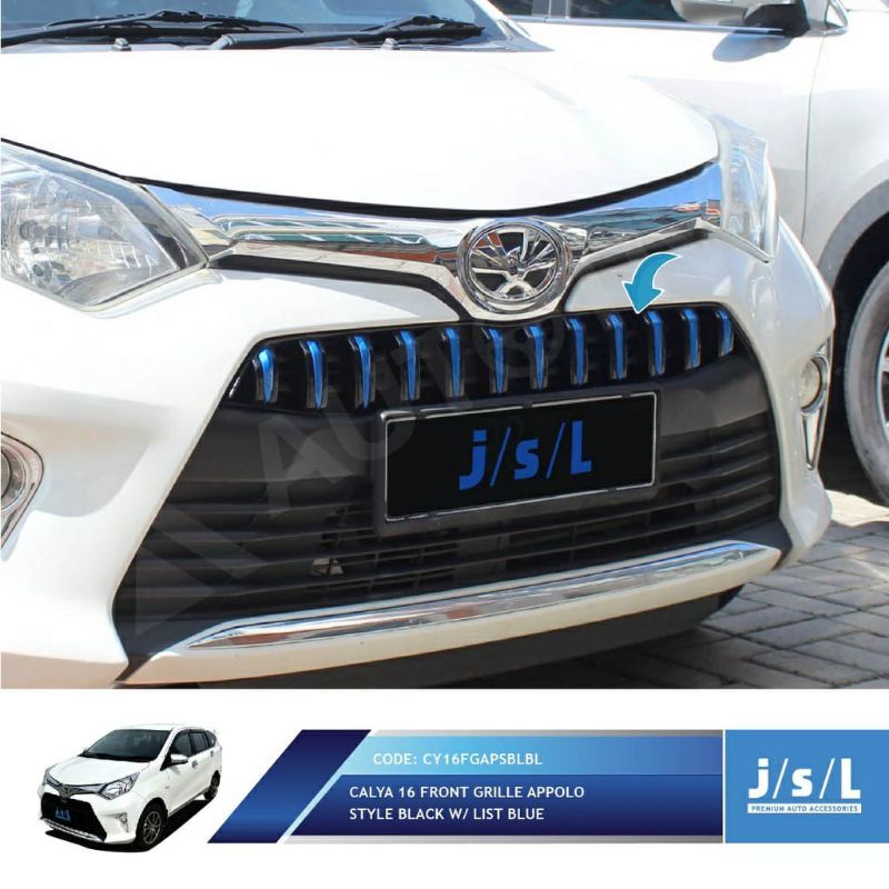 grill depan Calya Apollo hitam list merah silver abu kuning chrome hitam putih gold biru jsl