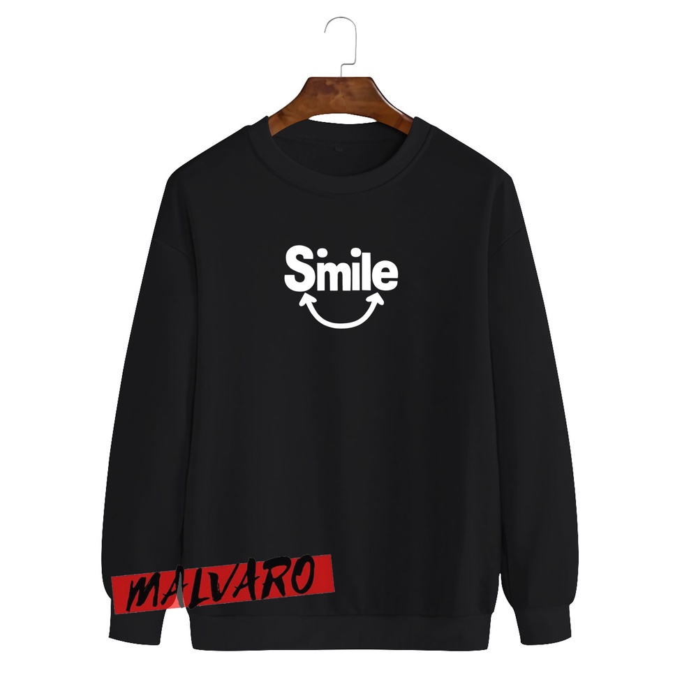 MALVARO-Sweater Crewneck / Crewneck Pria Wanita / Sweater Motif Smile