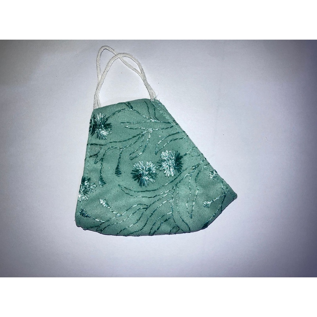 Masker Brukat Tille Hijau wardah / Masker Kondangan / Realpic