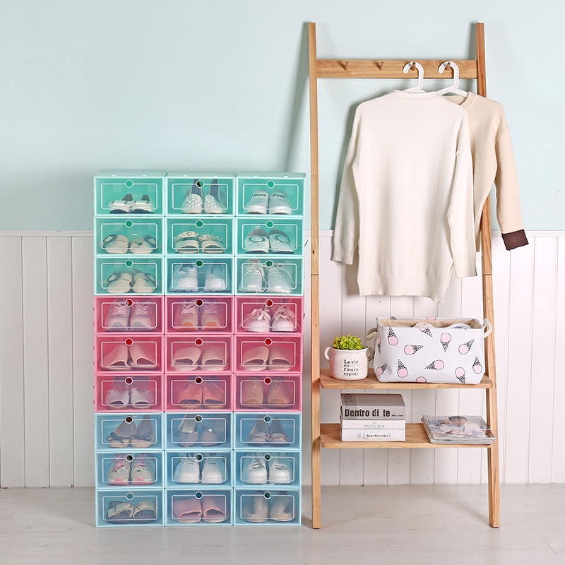 Kotak Sepatu Lipat Transparan Tebal Shoes Storage Box Organizer Rak Sepatu Plastik box sepatu susun