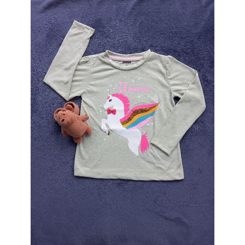 kaos anak perempuan lengan panjang Gymboree warna hijau