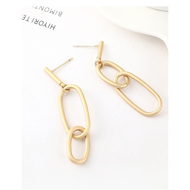 LRC Anting Tusuk Fashion Gold Gold Plated Double Circle Cutout S925 Silver Needle Earrings Y62991