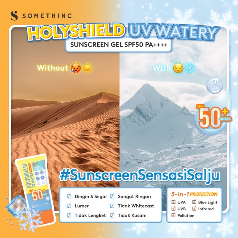 SOMETHINC Holyshield! UV Watery Sunscreen Gel SPF 50+ PA++++ - Sunscreen Sensasi Salju