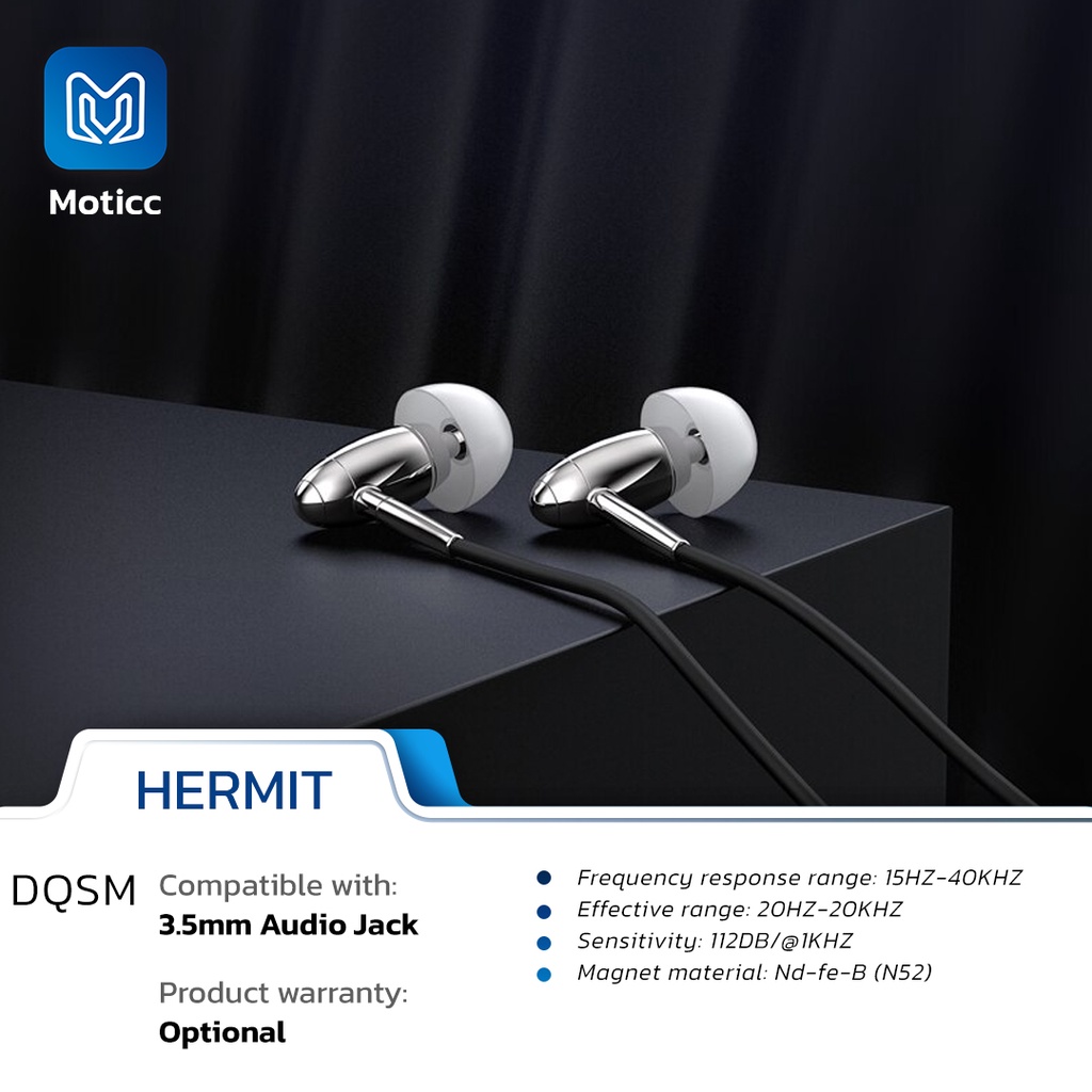 [Garansi Resmi 1 Tahun] DQSM Hermit Audio 6.8mm Driver Unit Peek Dengan Kabel 3.5mm Litz OFC Hifi