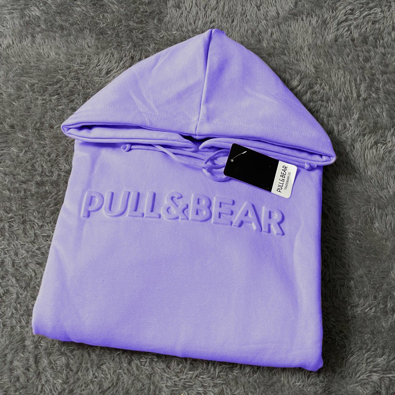 Sweater Hoodie Pull and Bear Jaket Pullover Sablon Embossed Font Timbul Hodie