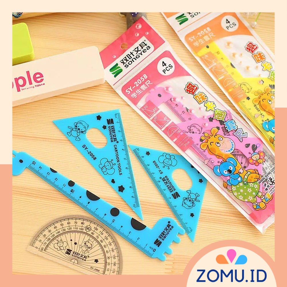 

Penggaris Set Model Jerapah Giraffe Ruler Sekolah Panjang 15cm Busur Segitiga Plastik