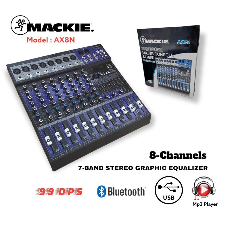 Mixer 8 Channel Mackie Ax8n Equalizer Usb Bluetooth effect vocal