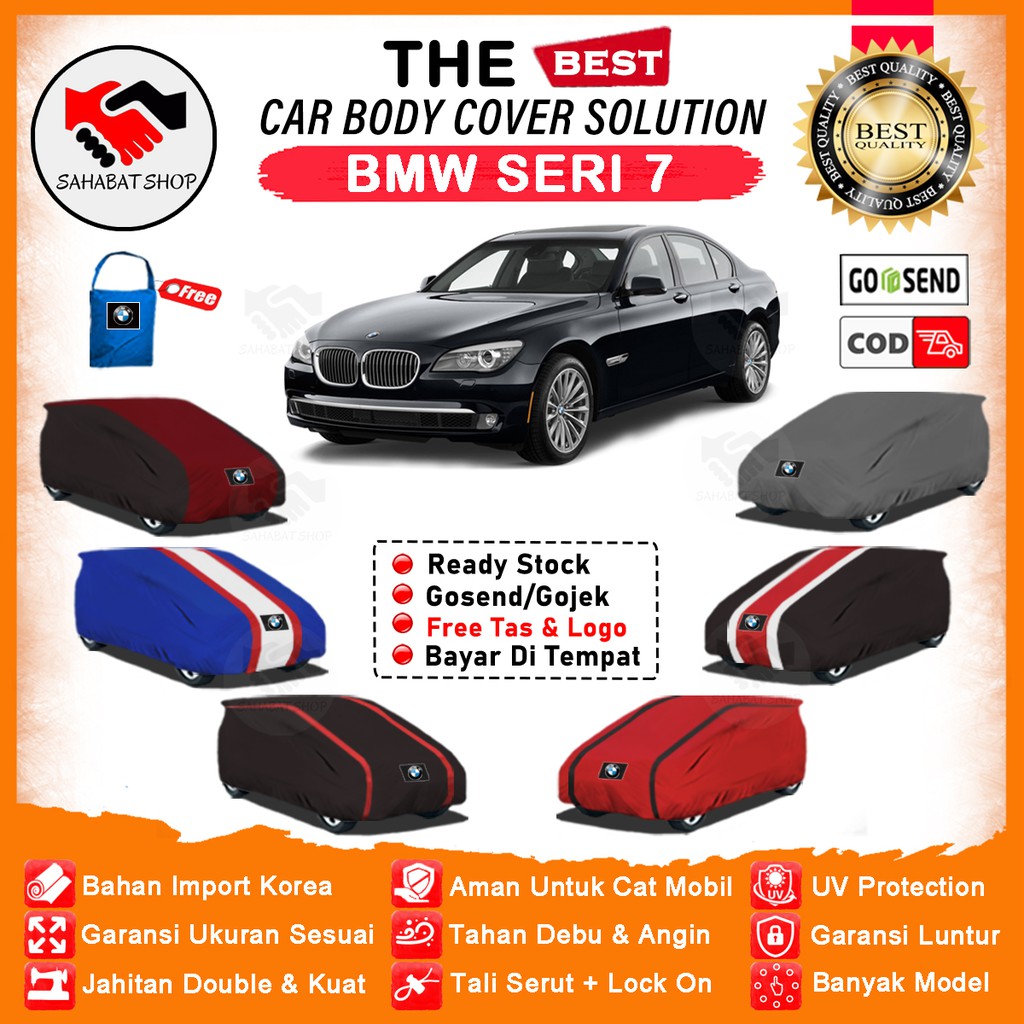 Sahabat Body Cover Mobil BMW Seri 7 / Sarung Penutup BMW Seri 7 Outdoor / Selimut Mantel Tutup Pelindung Jas Kerudung Terpal Mantol Mobil Sedan BMW Waterproof Anti Air Model Orange