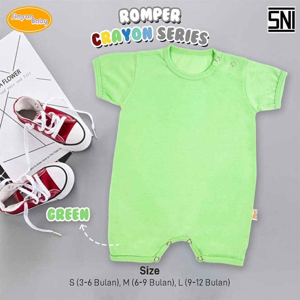 SIMSON BABY BY ARUCHI ROMPER CRAYON SERIES ROMPER SEGIEMPAT ANAK UNISEX 3 - 12 BULAN