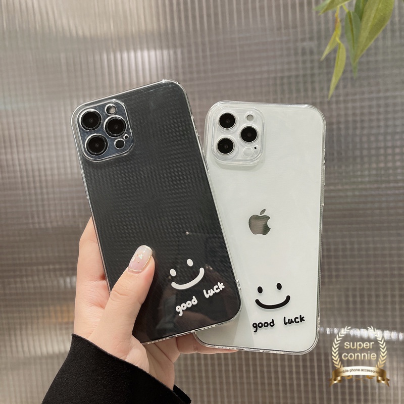 TPU Soft Case Samsung A50 A22 A52 A32 A72 A21s A31 A30s M22 M32 A50s A11 M11 A12 M12 A51 A71 A20s A10s Simple Sniley Good Luck Transparent Back Cover-6
