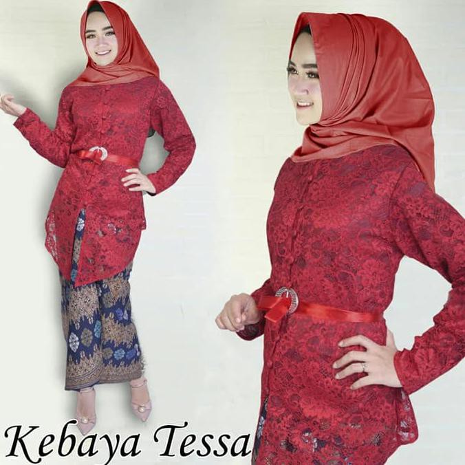 KEBAYA TESSA MERAH Hijab 0146 RJK Baju Gamis Wanita Muslim